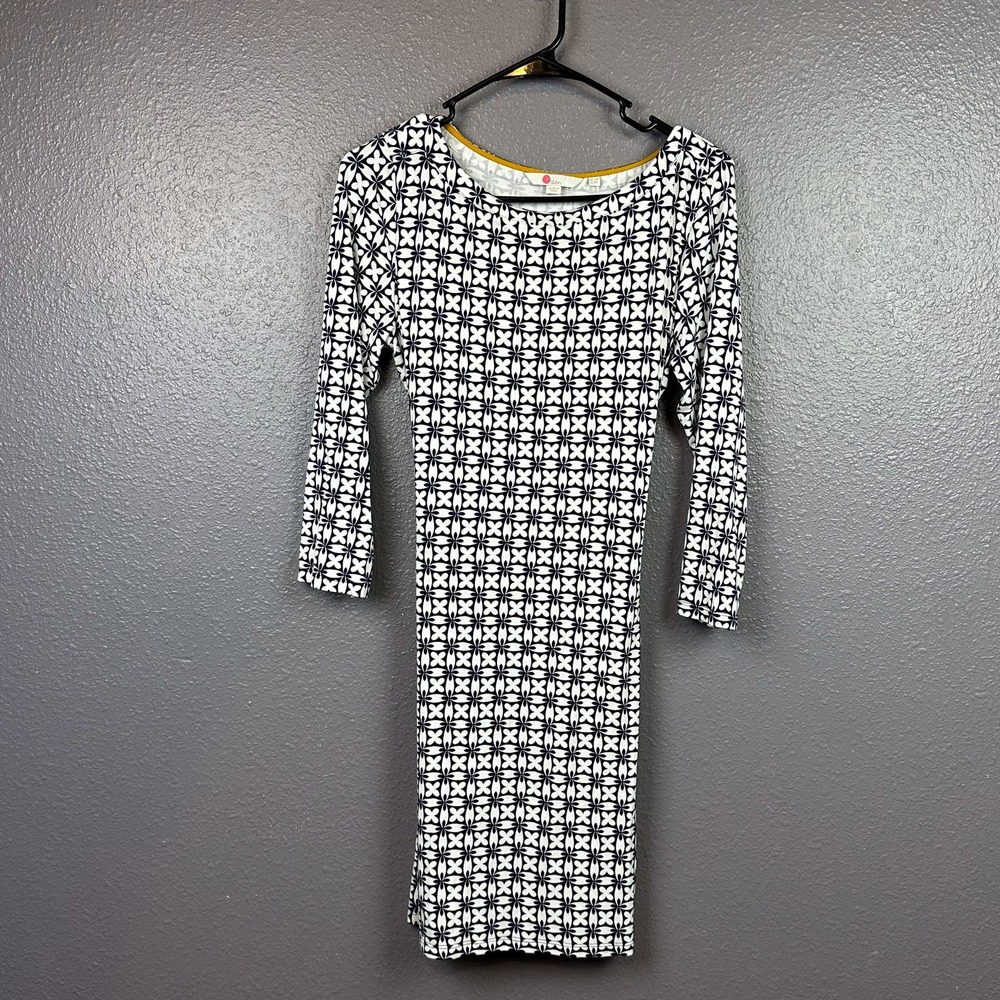 Boden SYLVIA Size US 8R Tie Waist Jersey Dress Shibori Print Mini Day Tunic